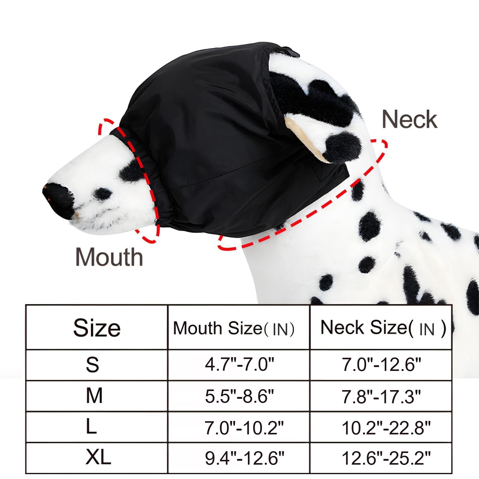 NACOCO Maschera calmante per cani in nylon ombreggiante per animali domestici, maschera per l'ansia per la toelettatura, anti mal d'auto (nero, M)