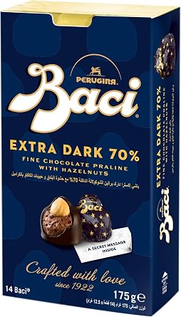 Baci Extra Dark Bijou, Dark Chocolate Truffles with Hazelnut, Box, Gluten Free, 175 g Pack of 1