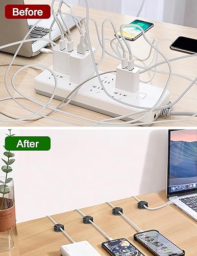 Miniatura 6 de Soporte para cable, clips para cables, organizador de cables para escritorio, soporte de cable para mesita de noche, cargador de teléfono,