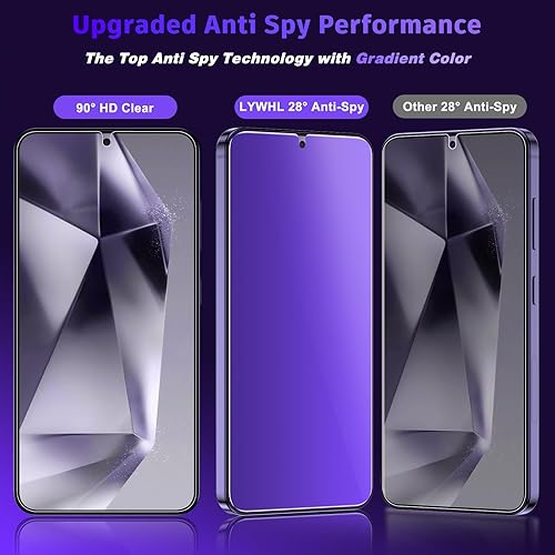 Miniatura 10 de LYWHL 2 Pack for Samsung Galaxy S24 Ultra Privacy Screen Protector Support Fingerprint Unlock, Purple Gradient Anti Blue Light Anti Spy HD Screen