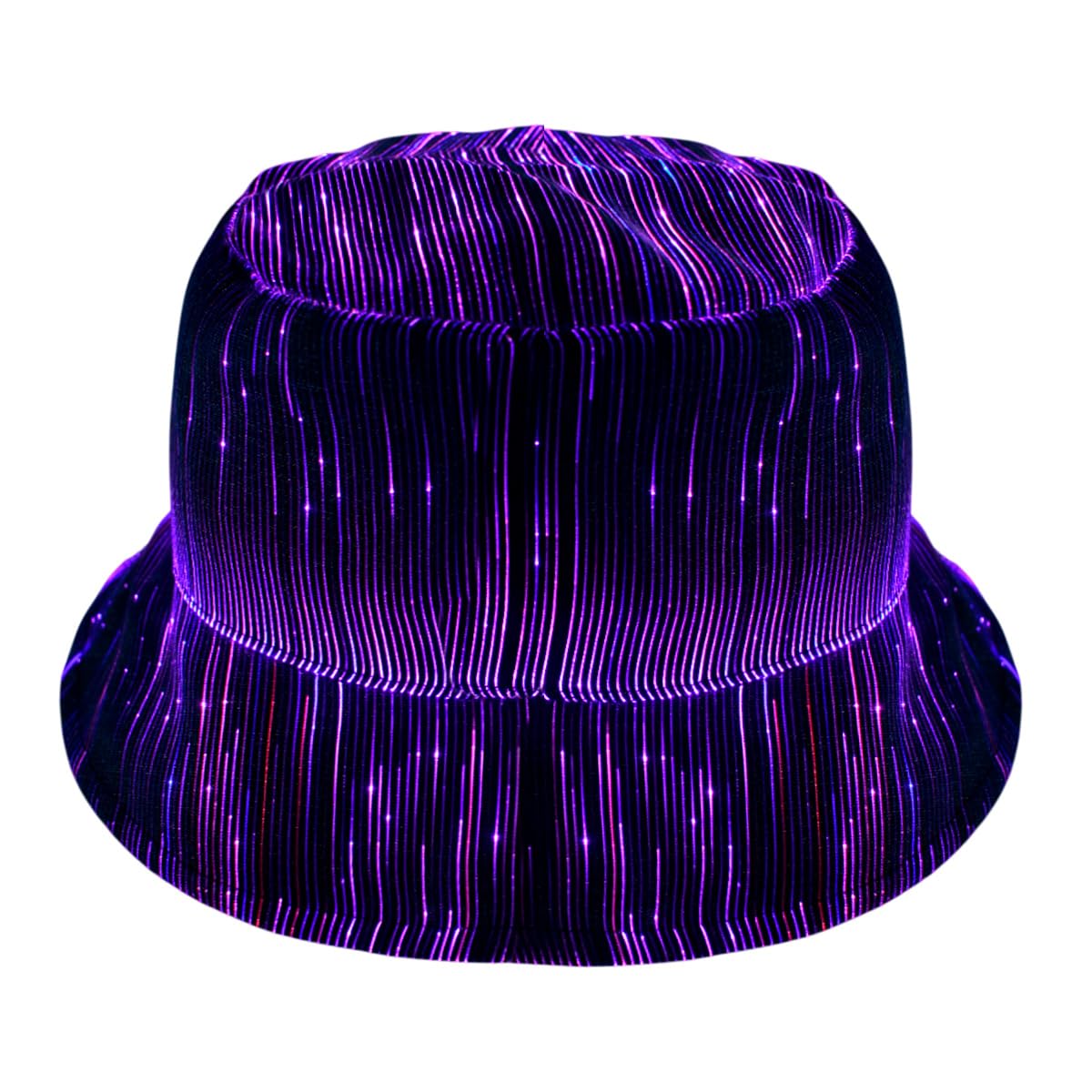 LED Bucket Hat – USB Rechargeable, 7-Color Light-Up Cap for Rave Outfits for Men & Women, EDM Festival & Party Wear (White)