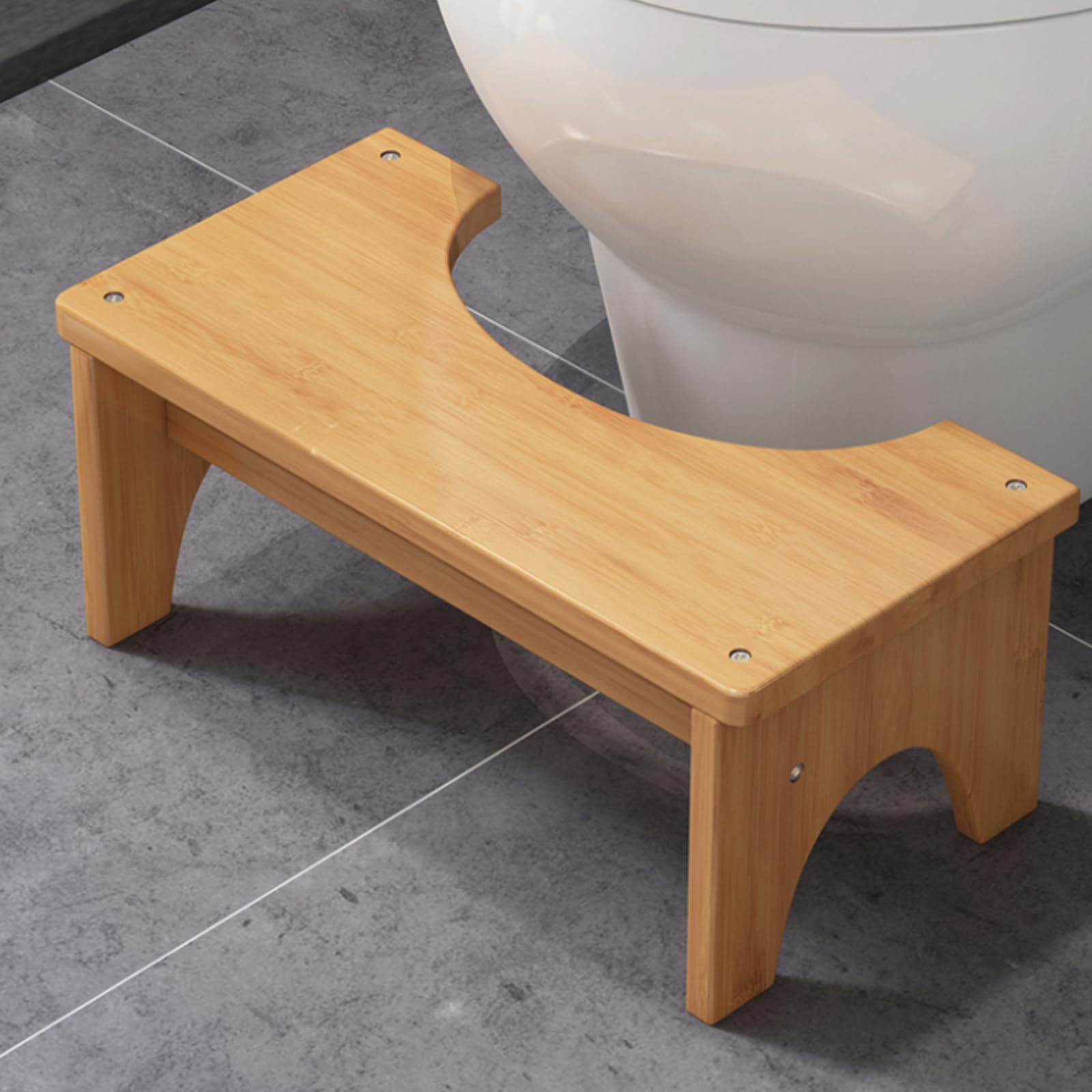 Sgabello per WC in bambù stabile per adulti, 37 x 20 x 17 cm, ergonomico, design naturale, sgabello per WC sano e portatile, aiuto per la seduta in caso di stitichezza