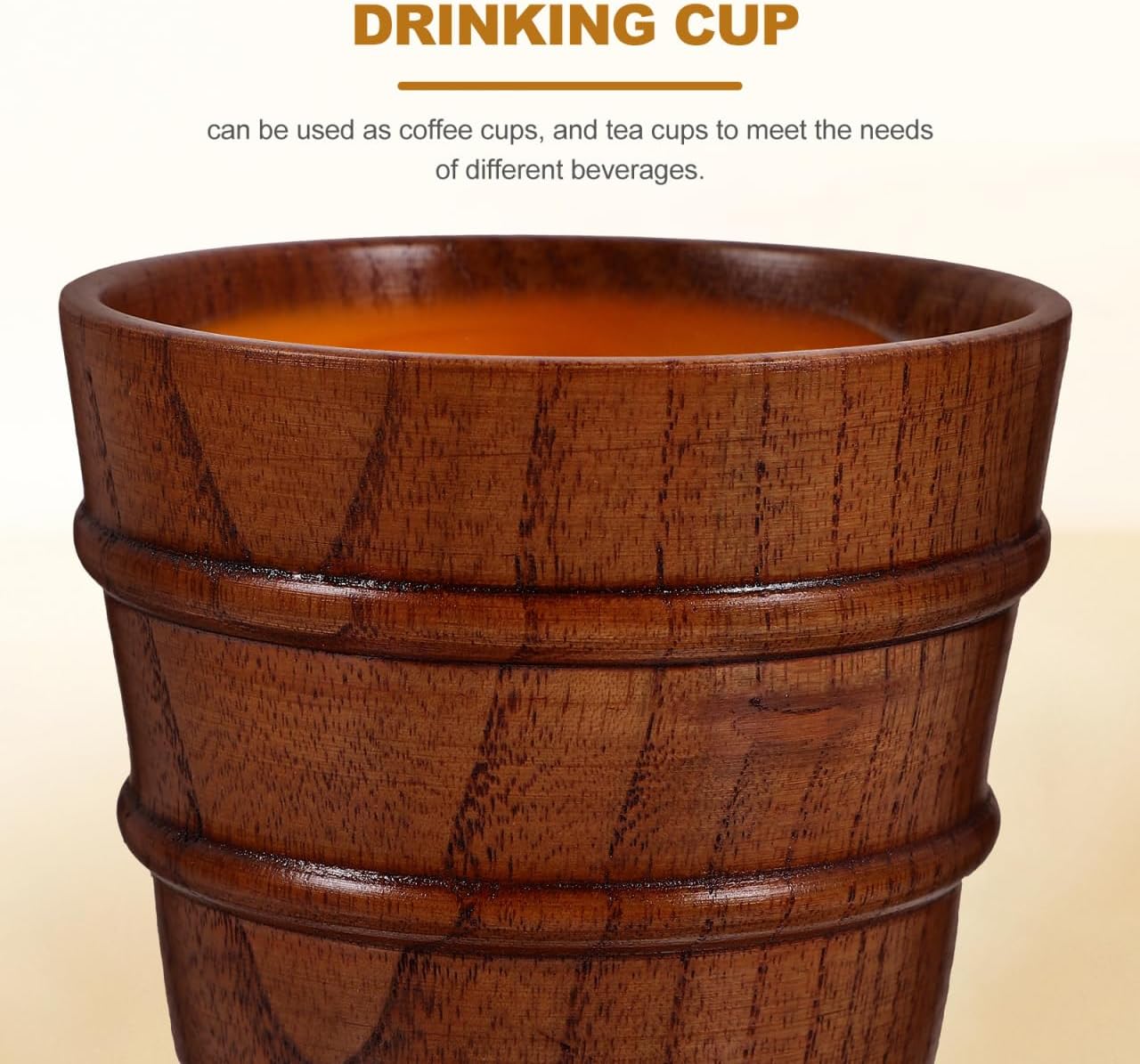 Wooden Cups with Lids 7Oz Natural Wood Mug Set Spill-Resistant Design for Coffee Tea Beer Water Home Office Bar Use