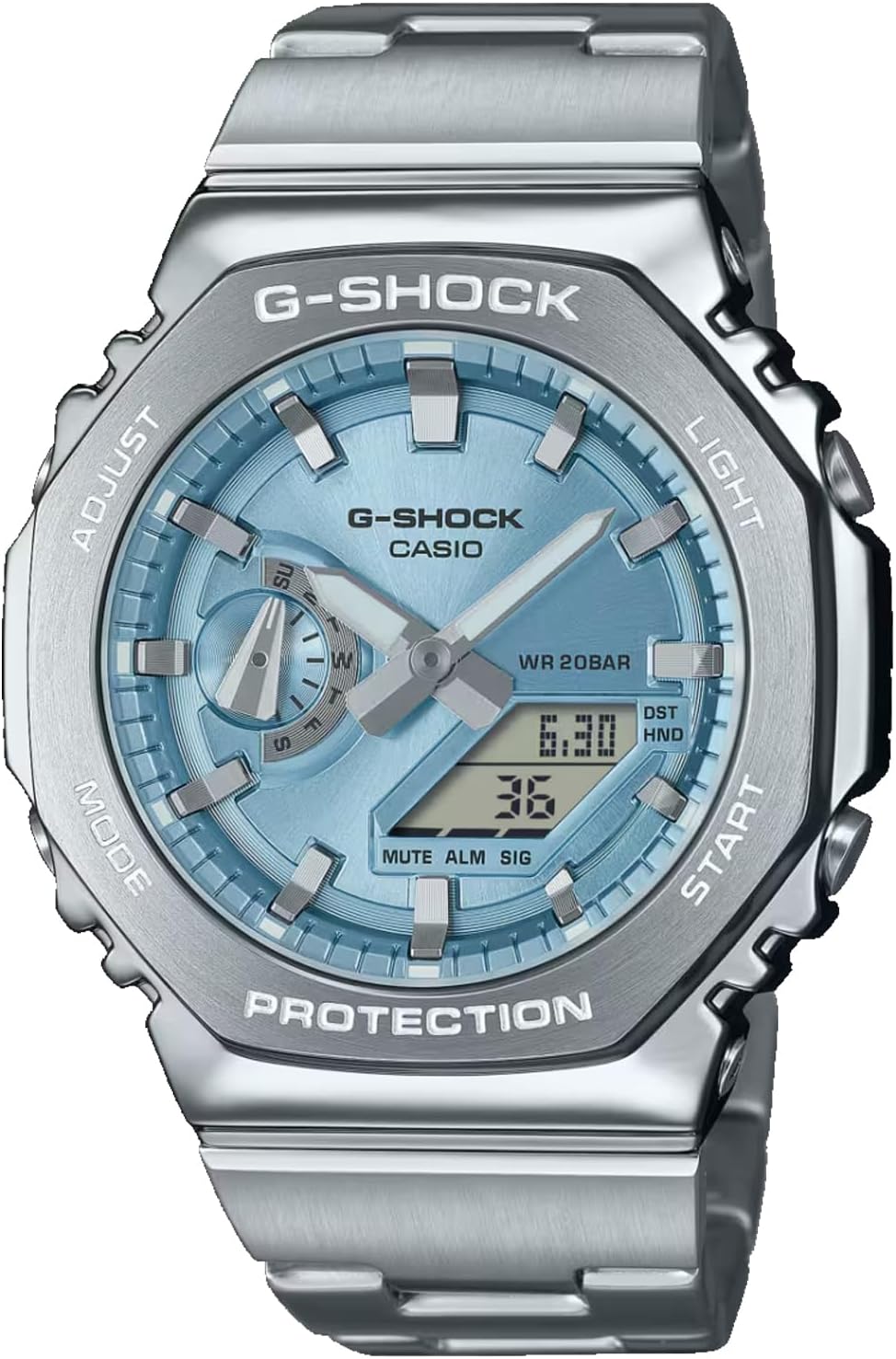 Casio G-Shock Octagonal Light Blue Stainless Steel Watch GM2110D-2A Casio G-Shock Octagonal Light Blue Stainless Steel Watch GM2110D-2A