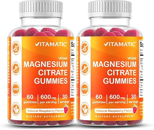Miniatura 10 de Vitamatic Gomitas de citrato de magnesio 600 mg por porción 60 gomitas veganas promueve una relajación saludable apoyo muscular hueso y energía 60