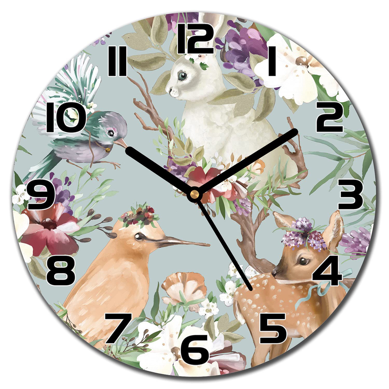 Horloge en verre 30 cm Forest Vintage Coloray pour mur de salon et cuisine