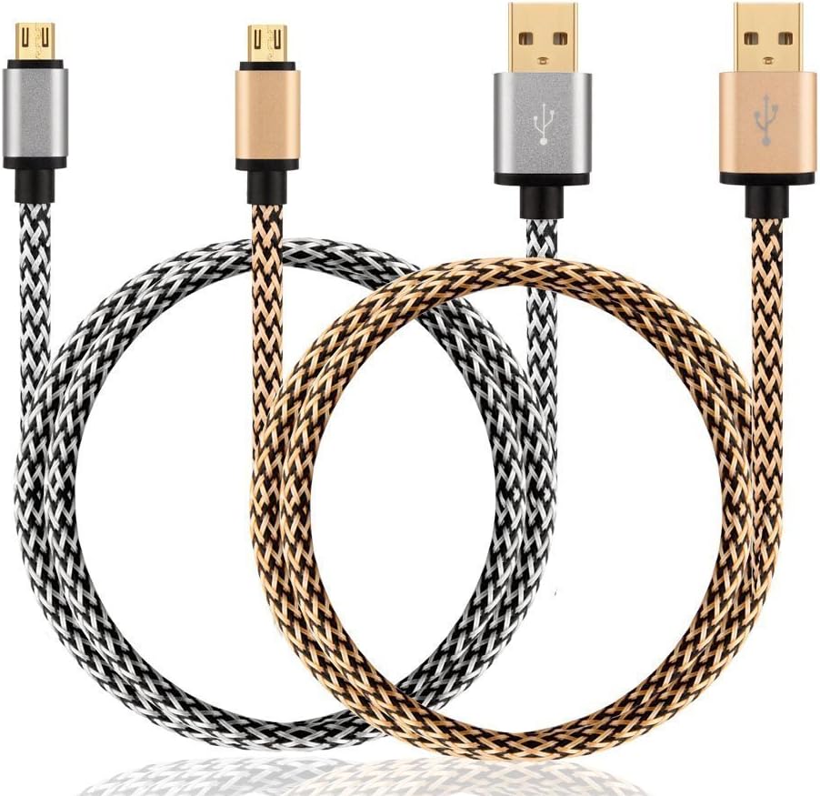 WITPRO Micro USB Fast Charging Cable with Gold Plated and Nylon Braided Charger Cord for Samsung Galaxy S6/S7 Edge, Note 4/5, Tablet Tab E A S2, Moto X G4 G5, HTC M8 M9 (3.3-Feet Pack-2) -Blue