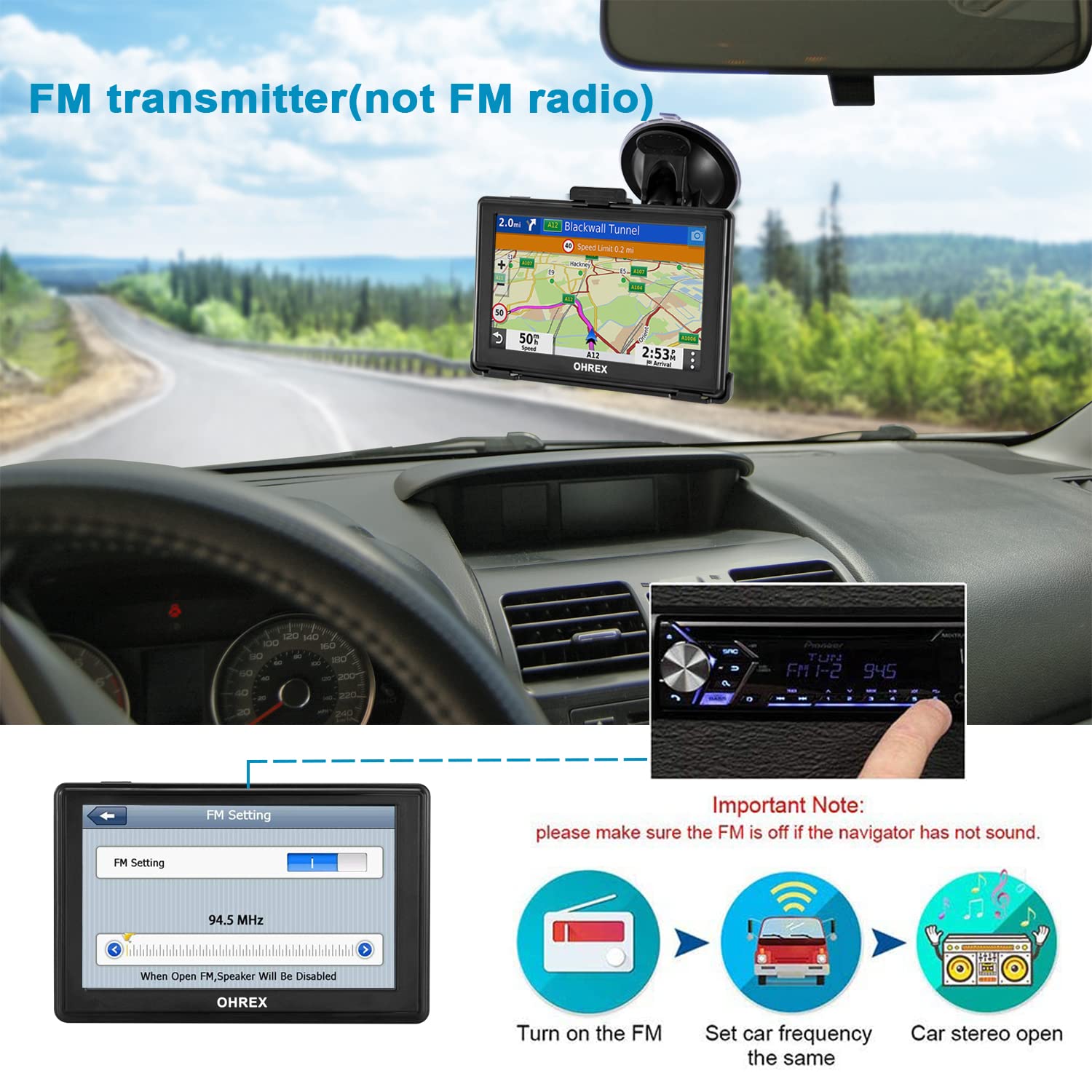 OHREX GPS Navigator for Car Truck RV 2025,Truck GPS Commercial Drivers,Large 5”Trucker GPS,Latest 2026 Map with Free Lifetime Updates,Custom Routing,Driver Alerts — view 3