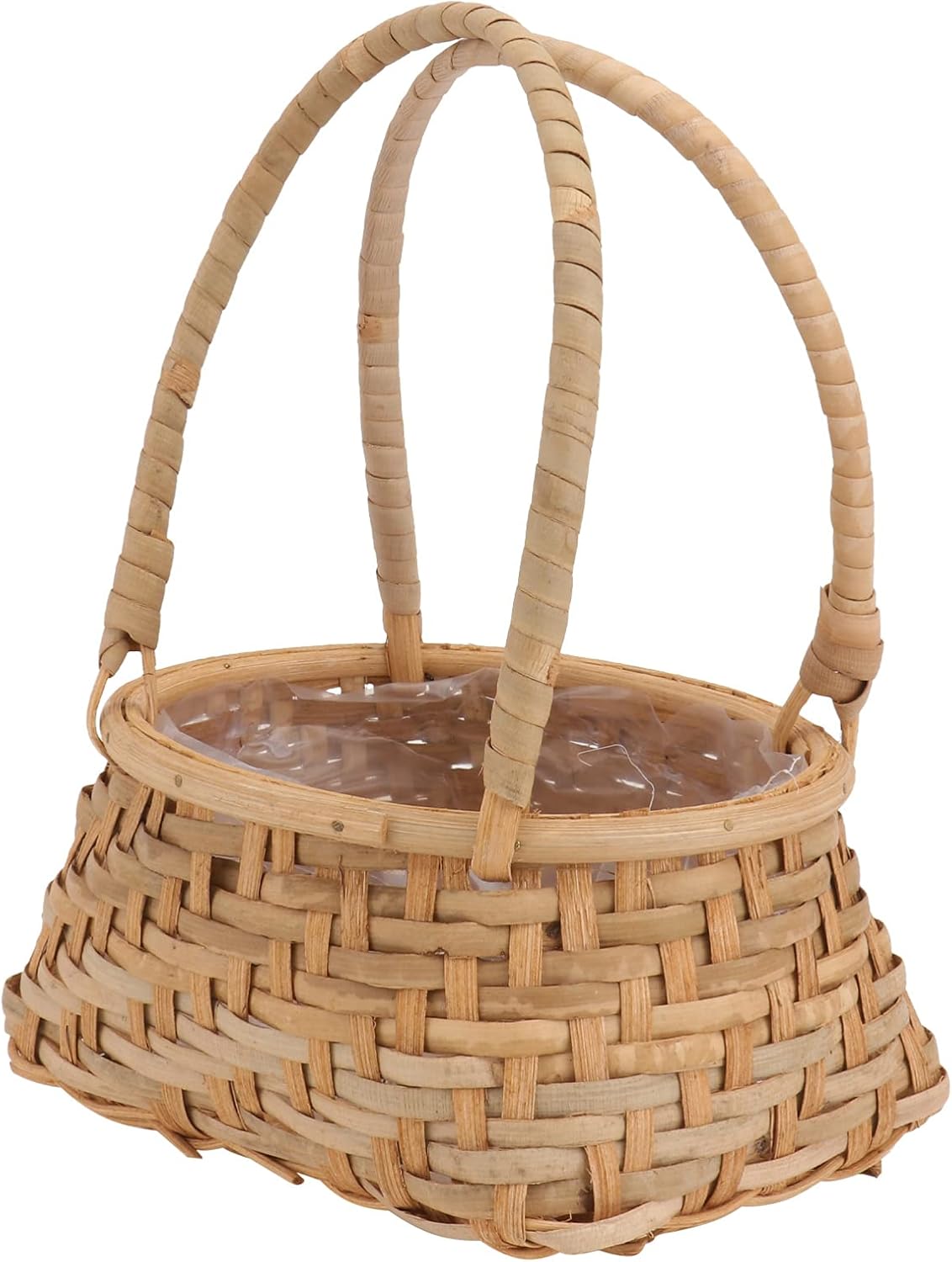 Yardwe Cesta de picnic de ratán, macetero de flores de pasto marítimo, pequeños contenedores de picnic, cesta de flores de mimbre, organizador de maquillaje para jardín, interior y exterior