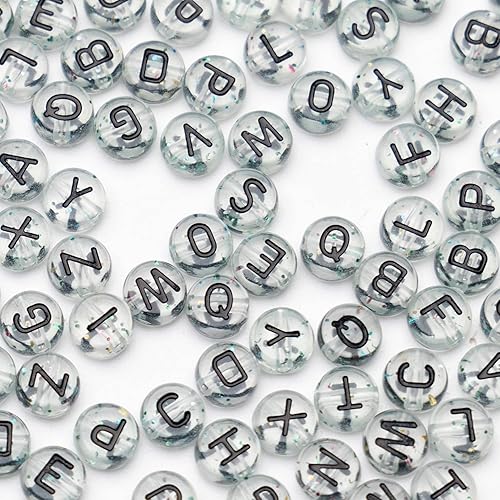 1400 cuentas de letras acrílicas de 0.157 x 0.27 pulgadas para hacer joyas, cuentas del alfabeto para hacer pulseras, cuentas redondas de la A a la