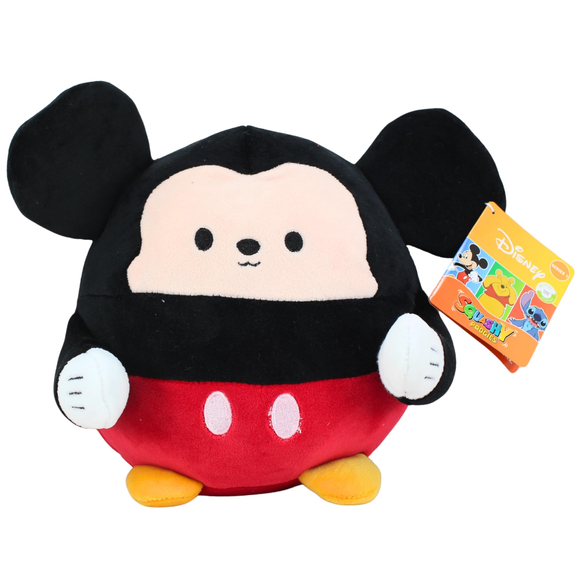 Disney Classics Squashy Podgies 9" 22cm Plush Toys With Embroidered Features - (Mickey)