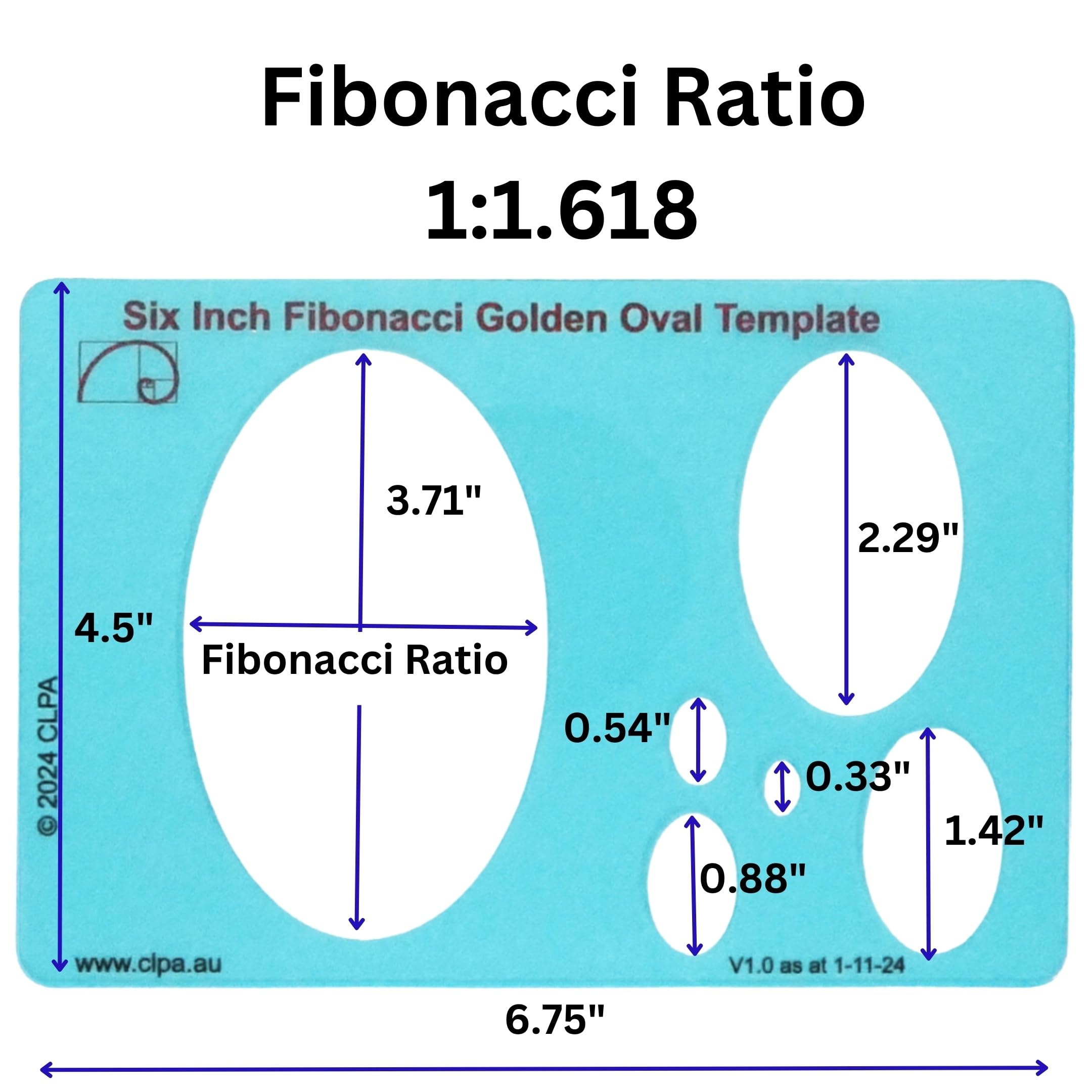 6" Oval Stencil Template, Golden Ratio Tool for Drawing, Fibonacci Template, Geometric Stencil for Art Drafting and Quilting - Image 3