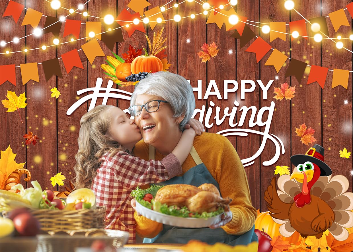 LYRYGS Thanksgiving Fotohintergrund – Herbst-Ernte-Motiv Mit Kürbissen, 2,7x1,5 M, Vinyl, Für Party-Deko & Fotoshootings