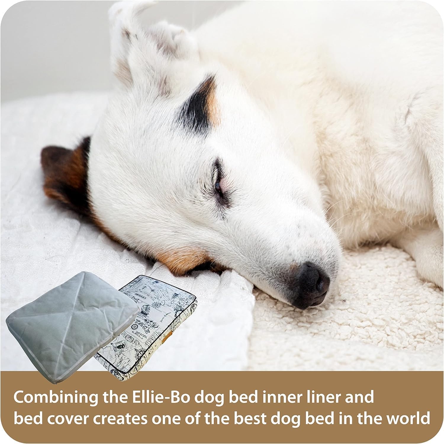 Ellie-Bo Large Dog Bed - Brown Corduroy/Beige FauxFur