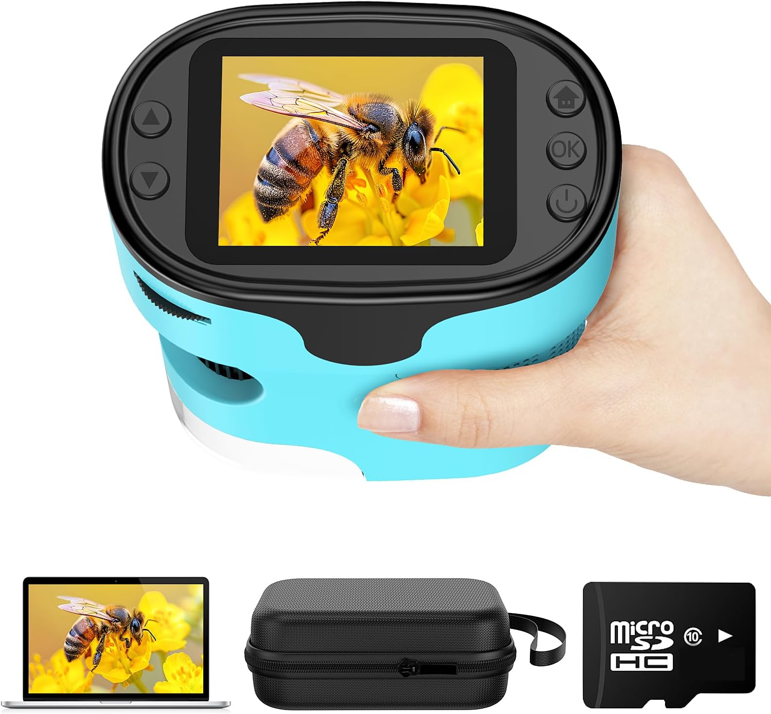 Kids Digital Handheld Microscope with Screen: Science Toy Gifts, Ages 4-12