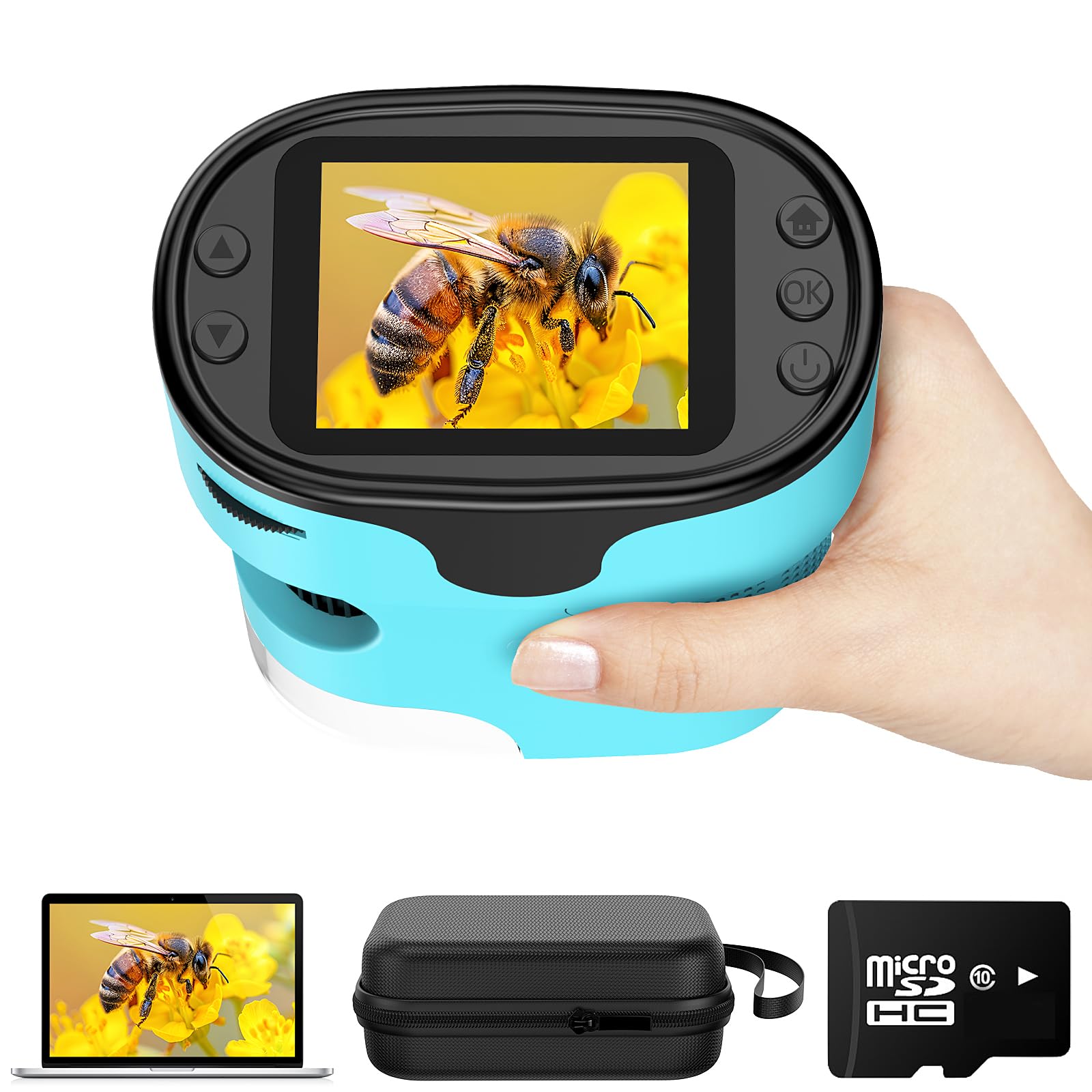 Kids Digital Handheld Microscope with Screen: Science Toy Gifts, Ages 4-12