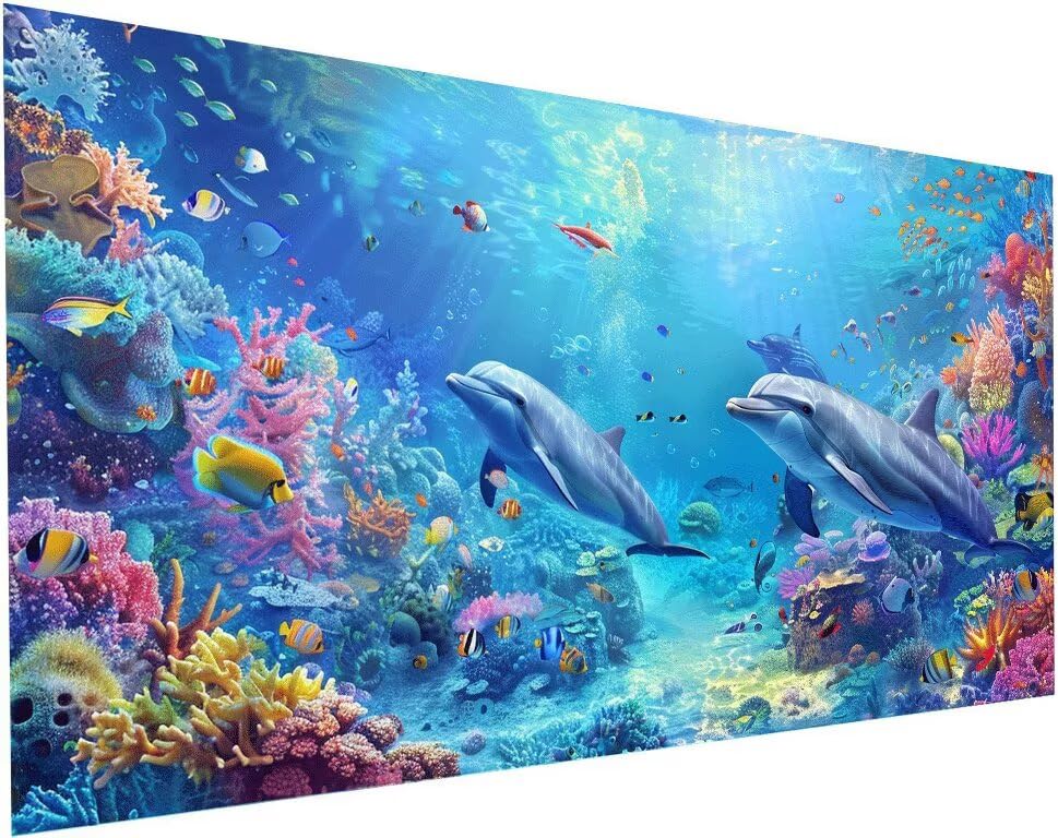 Peinture Diamant Mer : kit complet de broderie diamant poisson 50x100 cm S-362 pour adultes