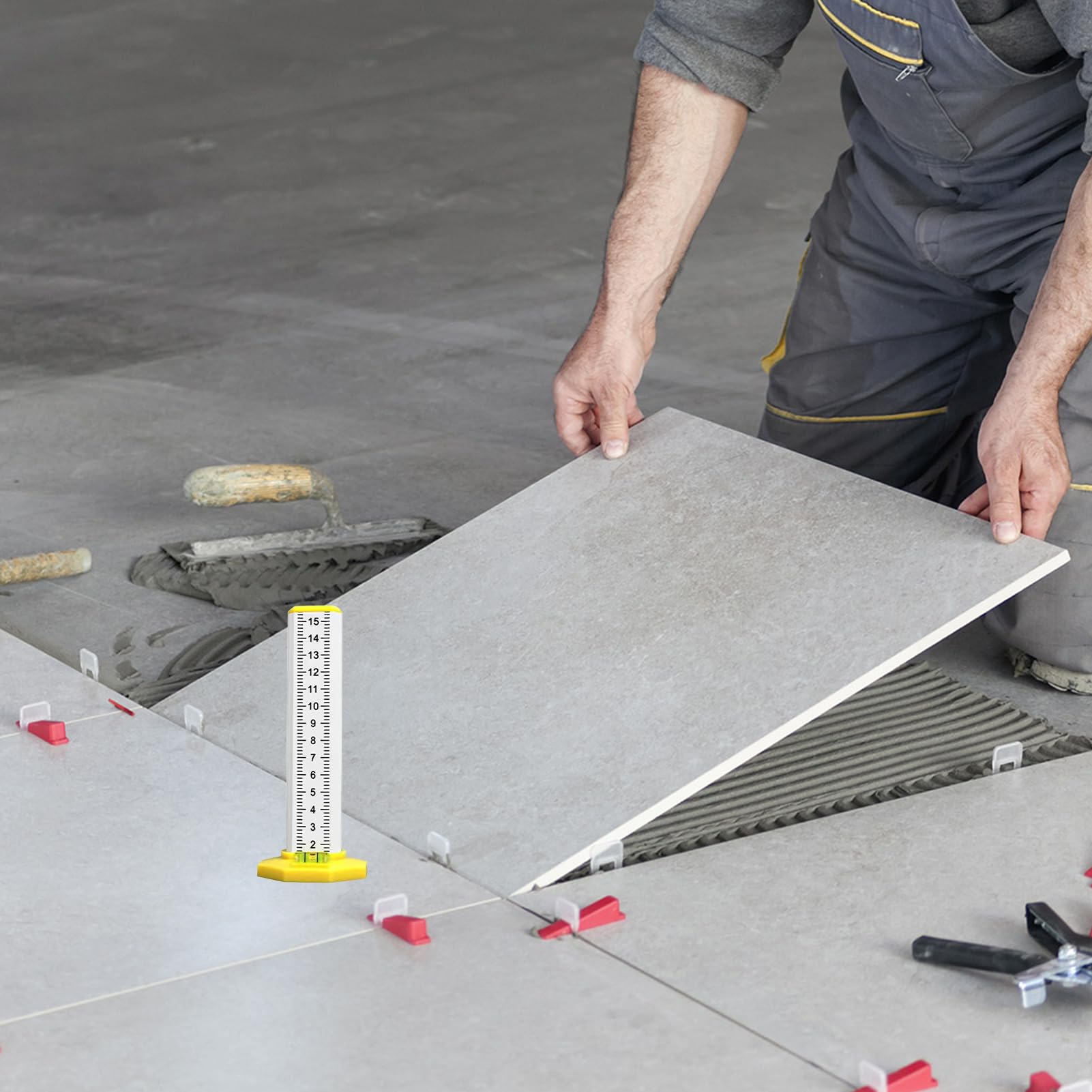 Outil De Nivellement,Nivellement Carrelage Plafond | Jauge de Mesure de Hauteur Multifonction pour Garage Atelier Sol Mur Placard Menuiserie avec Précision