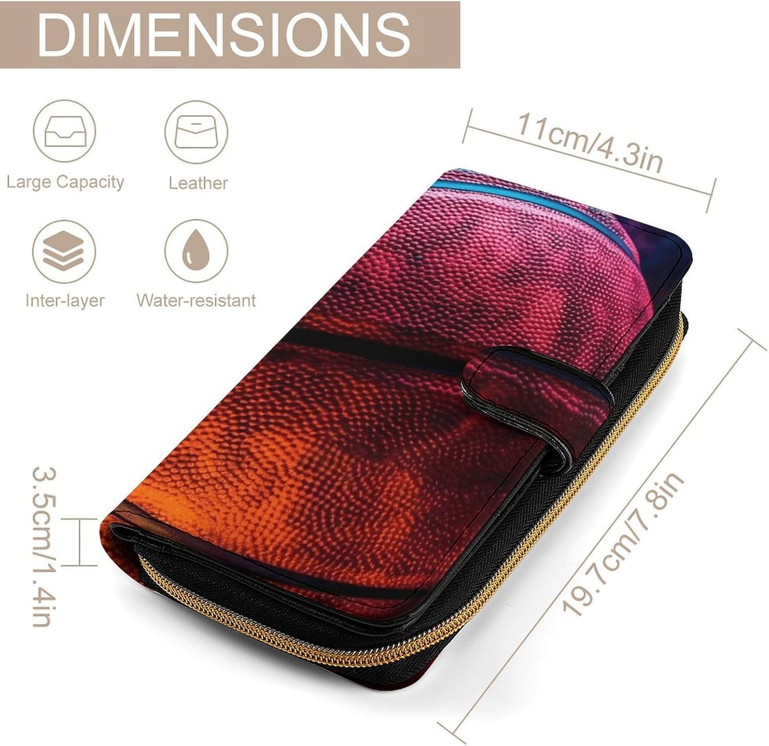 Wallet, Basketball Sport Printed Wallet,travel Wallet,durable Wallet,portable Wallet,universal Wallet,leather Wallet, 19.7x11x3.5cm