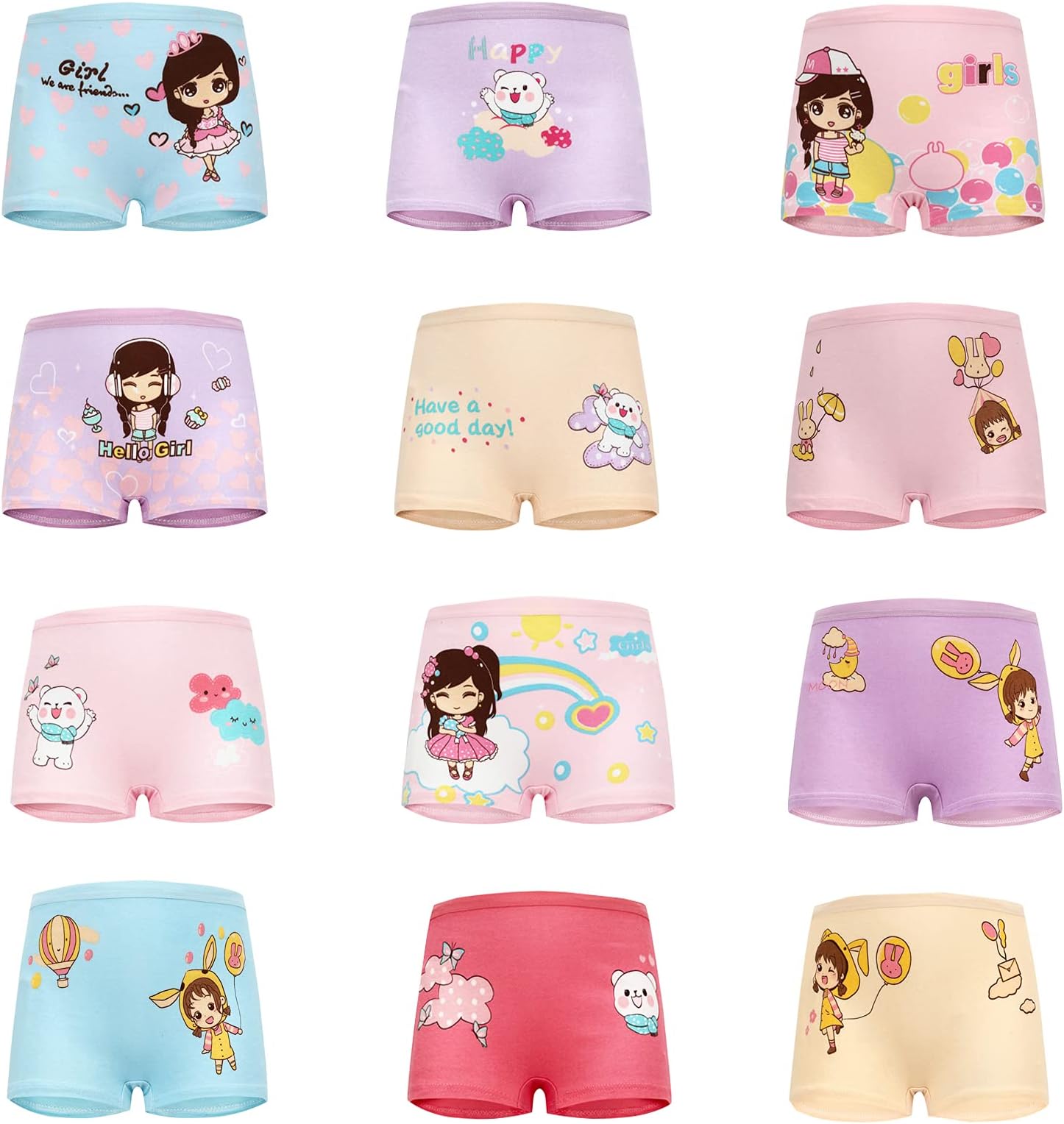 Girls Underwear with 12 Packs Toddler Panties for Girls Purple(5-7T)
