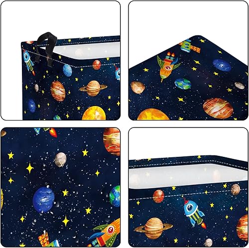 Miniatura 5 de Clastyle Cesta de almacenamiento para almacenamiento de libros de ropa y libros, 21 L, color negro, espacio exterior, planeta, cosmica, estrellas y