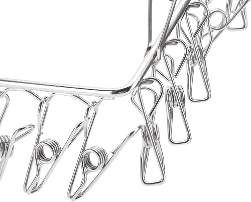 Miniatura 4 de Estante de secado de ropa de acero inoxidable Percha de calcetines plegable,Tendedero de secado de ropa con 36 clips,Gancho a prueba de viento