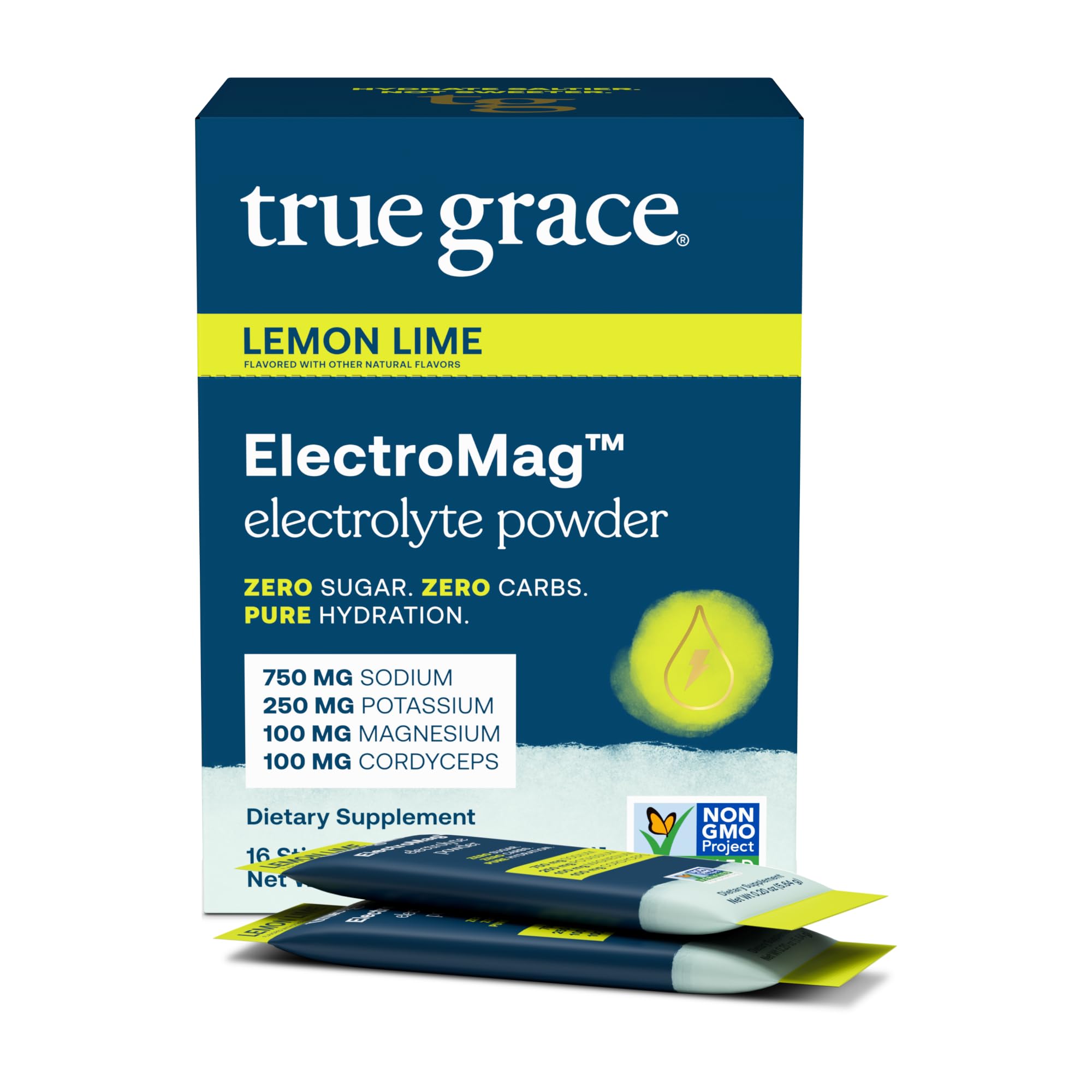 True Grace ElectroMag - 16 Stick Packs - Pink Lemonade - Electrolyte Powder for Rapid Hydration - Sodium, Potassium, Magnesium & Cordyceps - Zero Sugar & Carbs - Non-GMO - 16 Total Servings — Amazon image 9