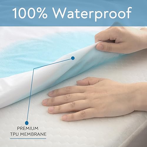 Miniatura 4 de Cubrecolchón de tela de toalla impermeable, para colchones de hasta 8 pulgadas de alto, transpirable y agradable al tacto, lavable a máquina, tamaño