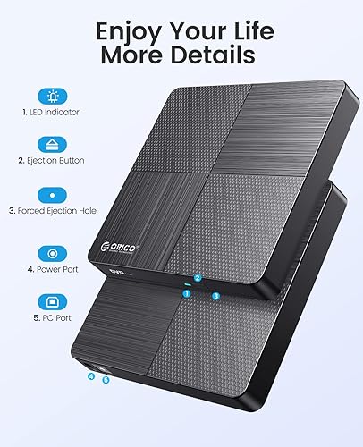 Miniatura 3 de ORICO Grabador externo de CDDVD portátil CDDVD +-RWDVD CD ROM Rewriter compatible con computadora portátil de escritorio, PC, Windows Mac Pro,