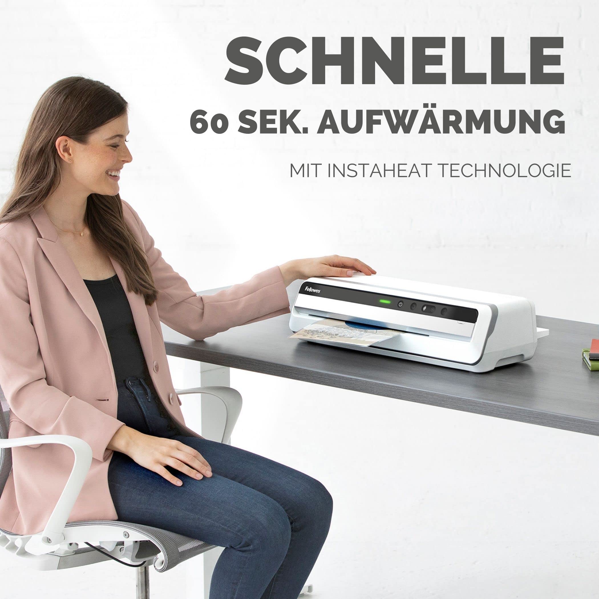 Fellowes Laminiergerät Jupiter A3 - vollautomatischer Büro-Laminator - nur 60 Sek. Aufwärmzeit - für Heißlaminierfolien bis 250mic - Anti-Stau-Funktion - inkl. Starterset für 10 Laminationen