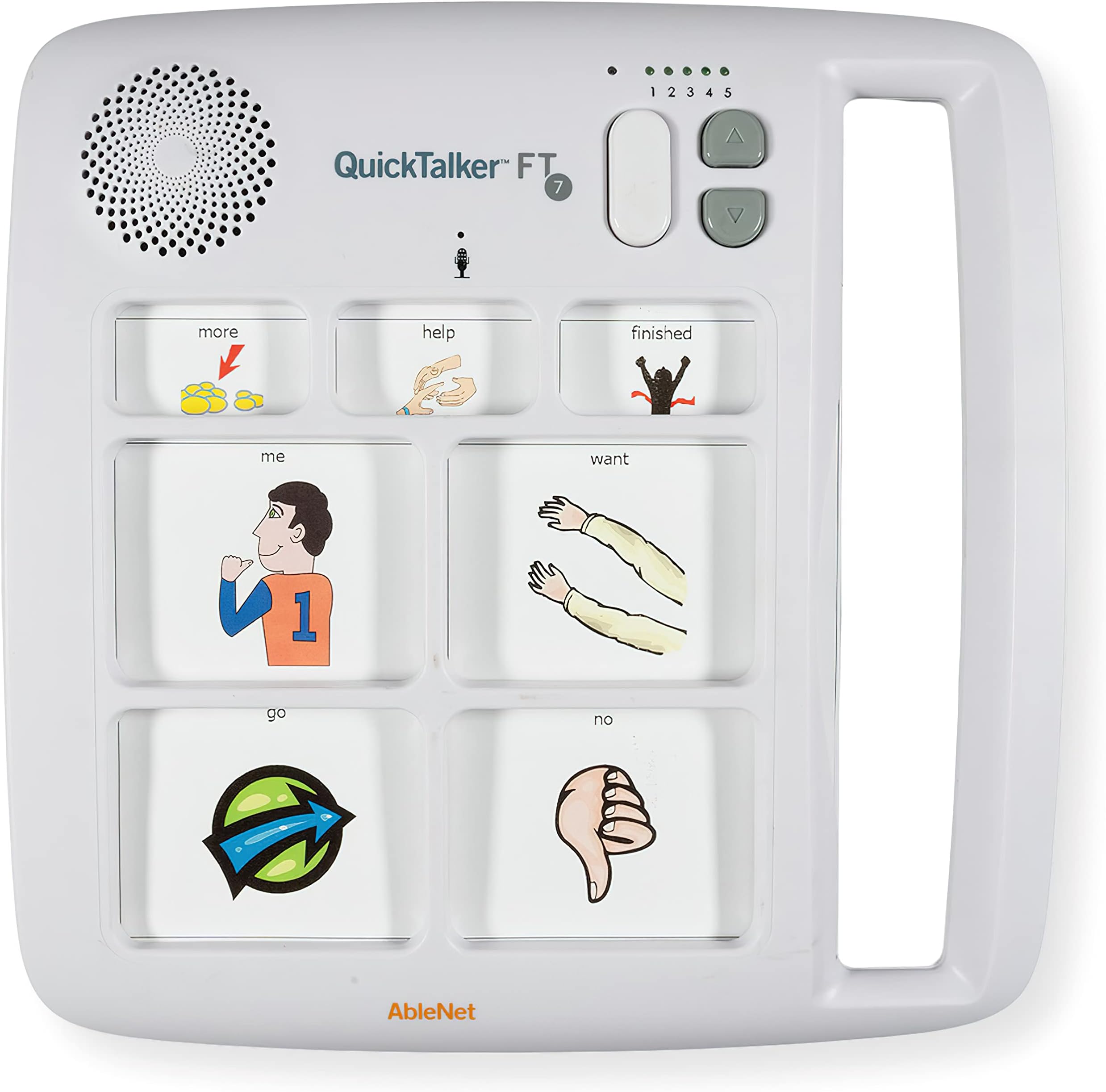 QuickTalker 7 - Portable Multi-Message Speech Device with FeatherTouch Technology, 23 Messages, 5 Recording Levels, and Durable Design, AAC Communication Device for Non Verbal Kids & Adults
