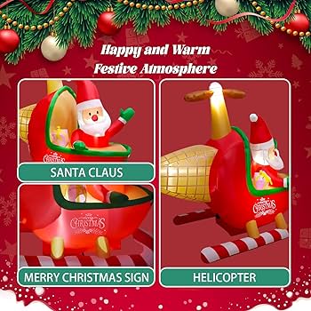 Santa claus in helicopter christmas decoration Clearance