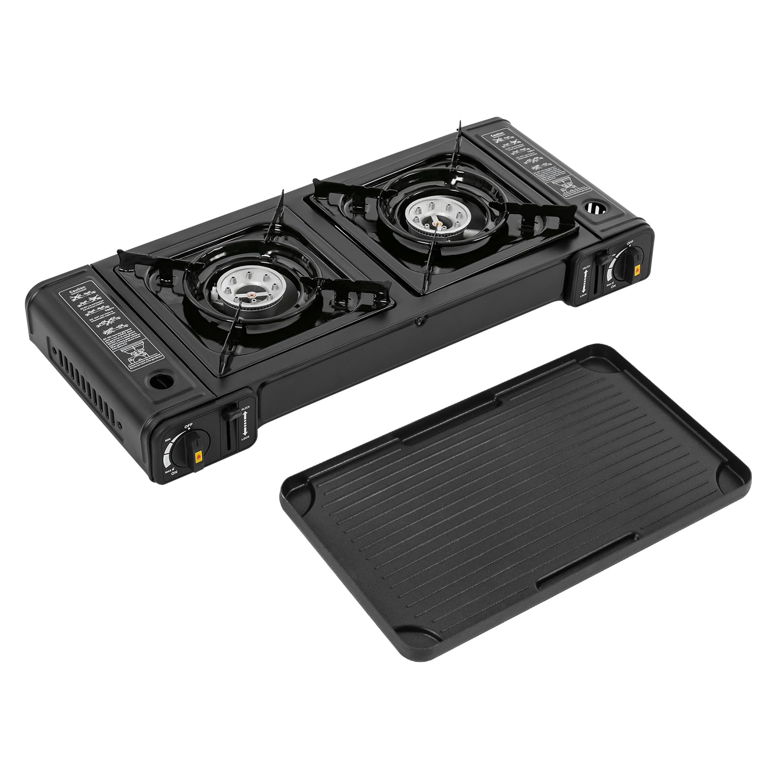 Fornello Da Campeggio Pieghevole A Gas - 2 Bruciatori Con Griglia - Portatile Per Escursionismo, Caccia E Picnic - Foto 8