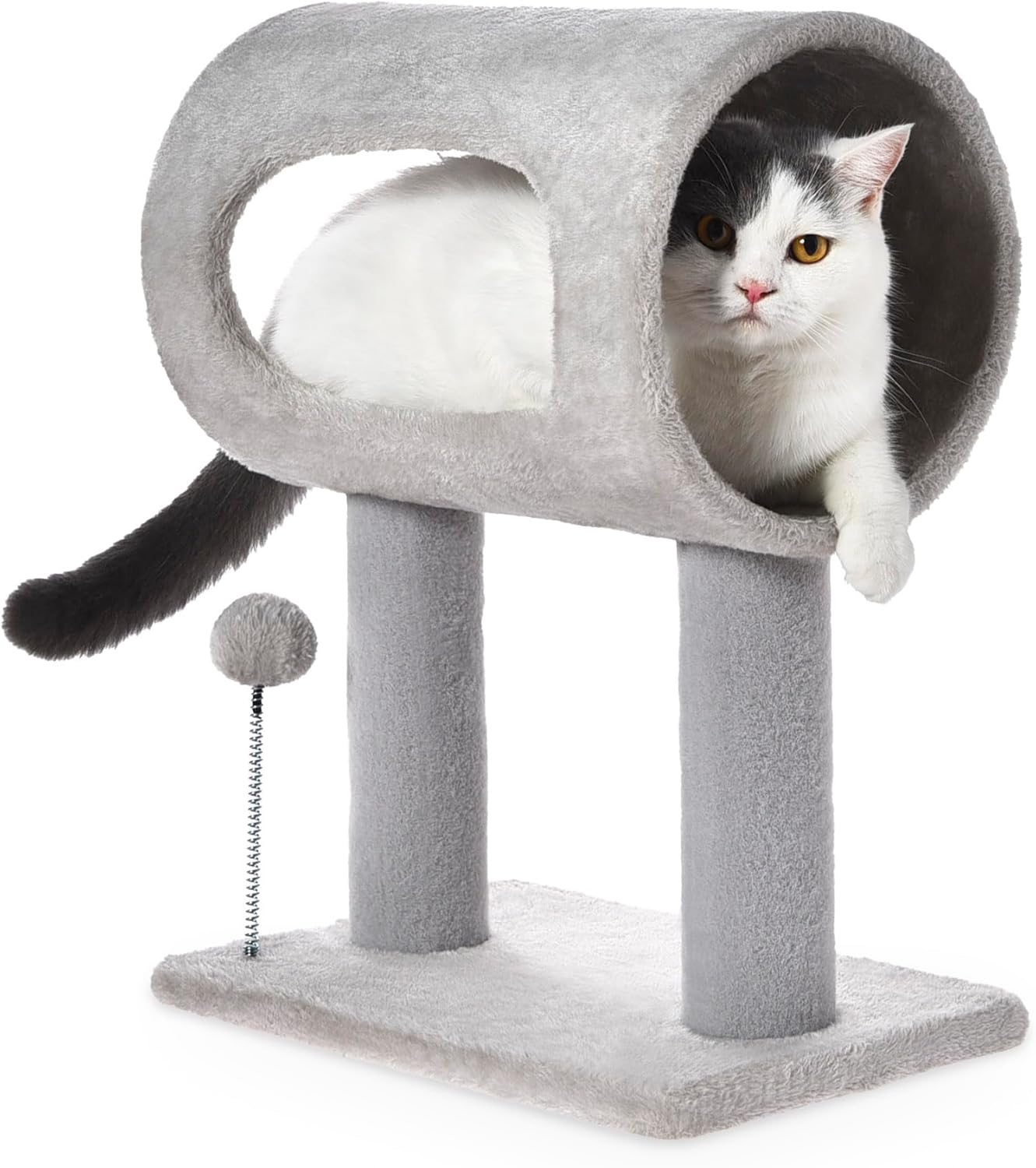 Cat Craft Scratching Post 20.5" Cat Tree with Tunnel Carpet Cat Tower Kitten Tree Cat Tree with Hanging Ball for Indoor Cat, Grey