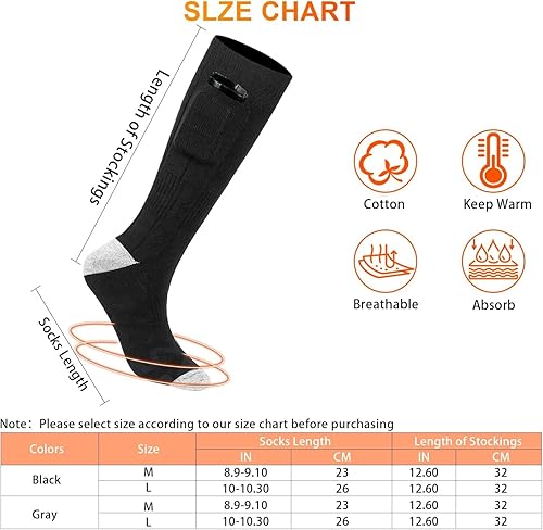 Miniatura 2 de Calcetines eléctricos calefactables  Calcetines eléctricos recargables de 3.7 V 4200 mAh alimentados por pilas, calcetines cómodos para hombres y
