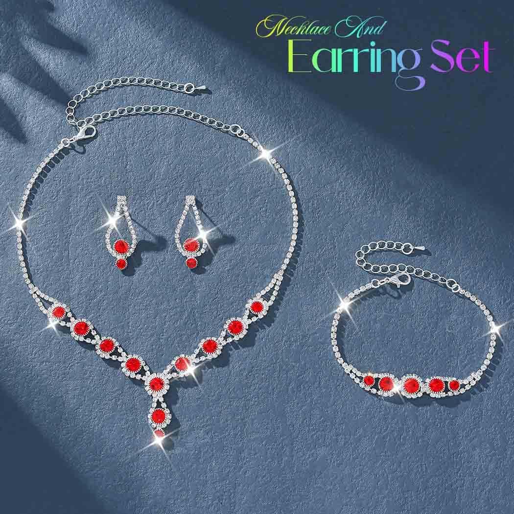 Unicra Silver Bridal Wedding Jewelry Set Rhinestone Necklace Earrings Bracelet Sets Formal Prom Costume Jewelry Sets for Women and Brides - Image 2