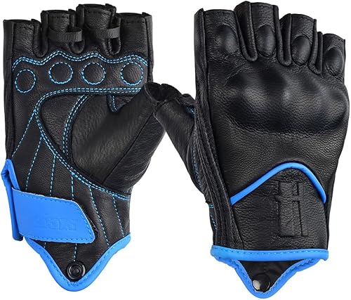 Harssidanzar Guantes de motocicleta sin dedos para mujer, protección de nudillos duros, conducción, motociclista, carreras, guantes de moto para