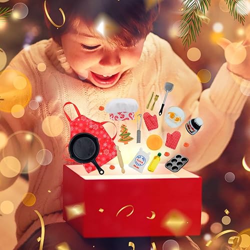 Miniatura 6 de Accesorios de elfo de Navidad  28 accesorios de cocina para muñecas elfo, incluye traje de panadero, mini accesorios para hornear para casa de