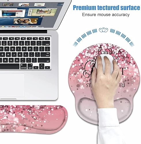 Miniatura 4 de Reposamuñecas para teclado + alfombrilla para mouse con posavasos, base de poliuretano antideslizante, alfombrilla ergonómica para mouse para el