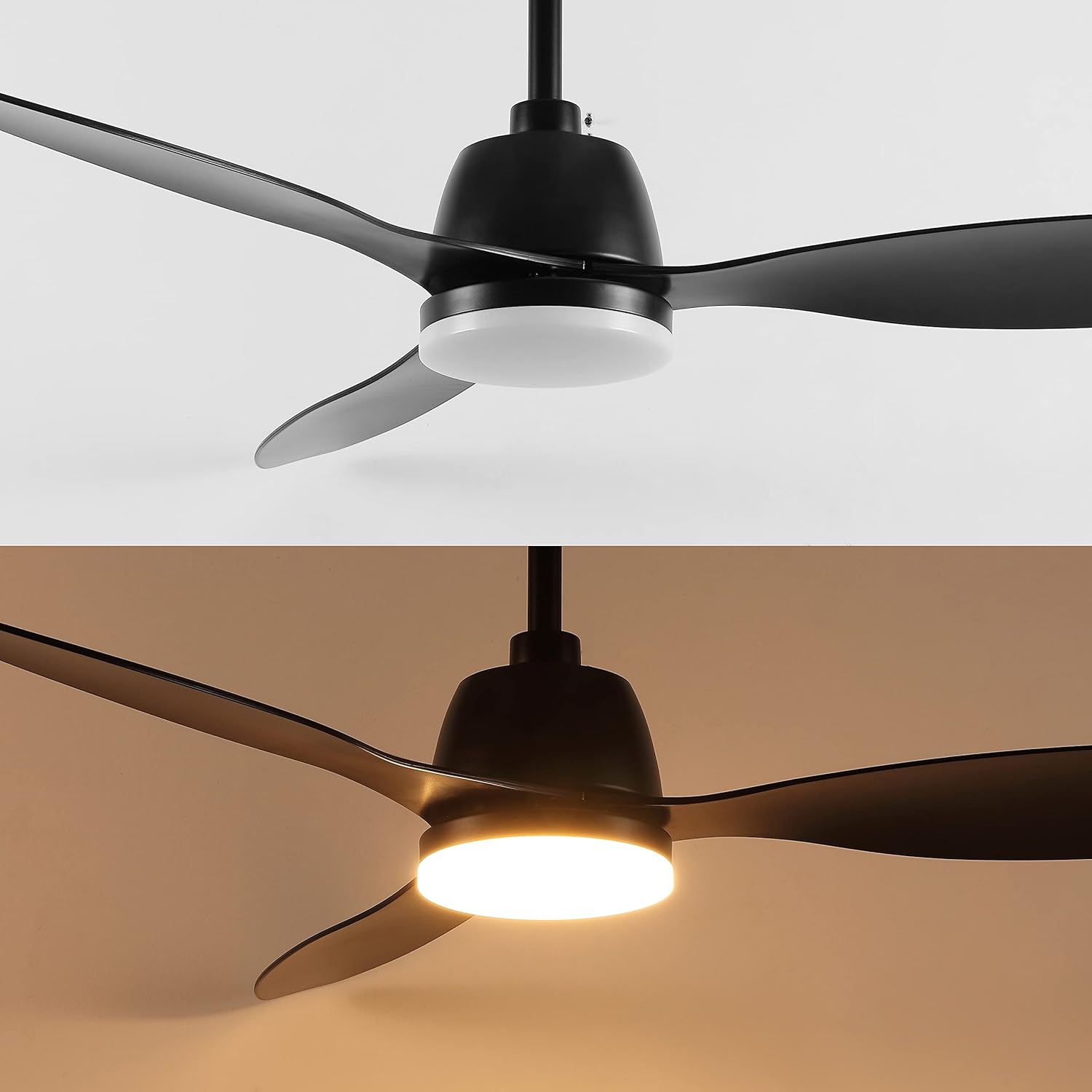 JONATHAN Y 52" Black 1-Light Propeller LED Ceiling Fan with Remote and App Control, 6-Speed Modern Industrial 3-Blade Fan with Frosted Acrylic Shade for Living Room, Bedroom, Office JYL9714A