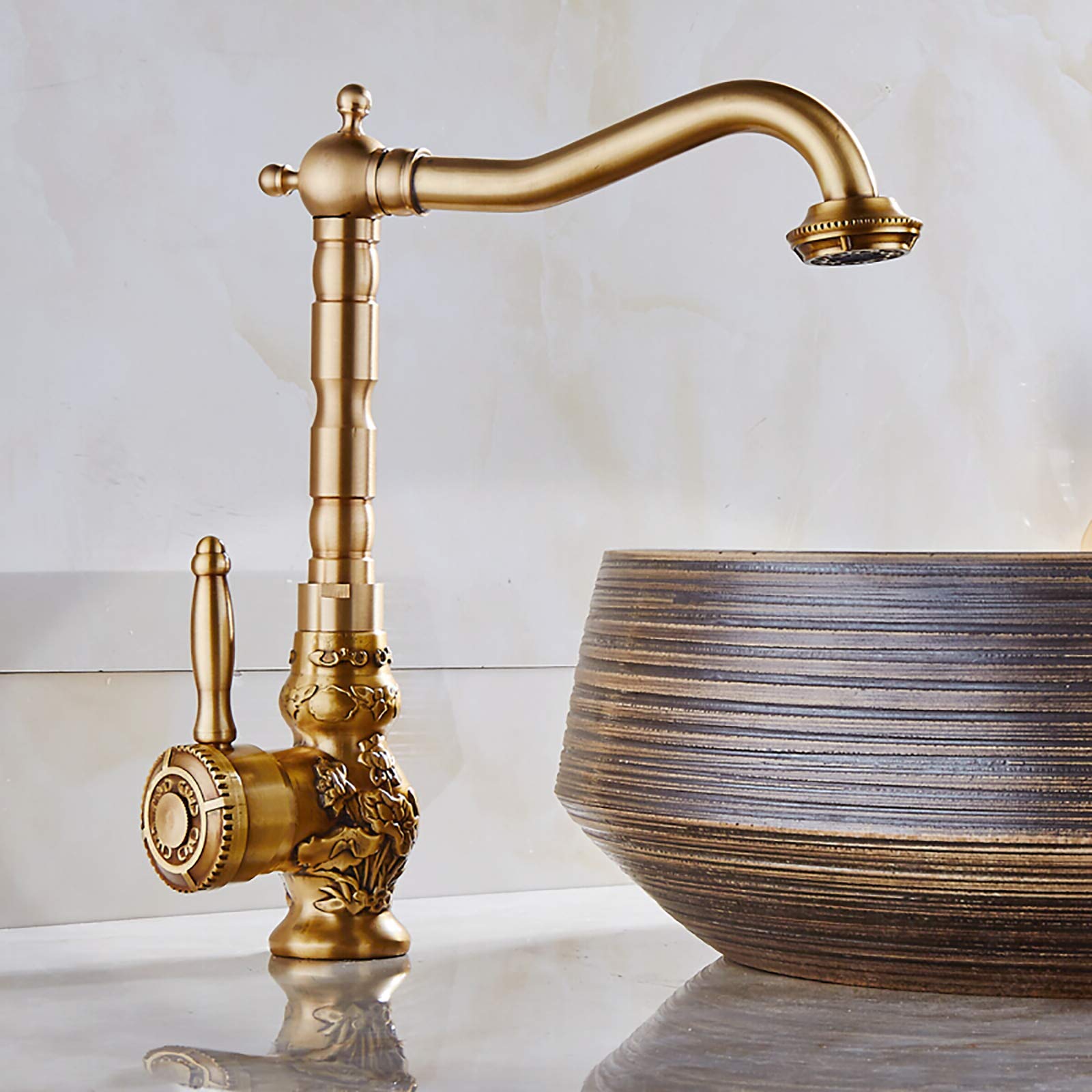 Mitigeur lavabo haut en laiton résistant aux éclaboussures, robinet de salle de bain rétro