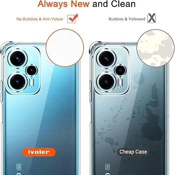 Xiaomi Poco F5 Uyumlu Darbe Önleyici Sararmaya Dayanıklı Airbag Korumalı Ultra Slim TPU Şeffaf Silikon Kılıf (Şeffaf, Xiaomi Poco F5)