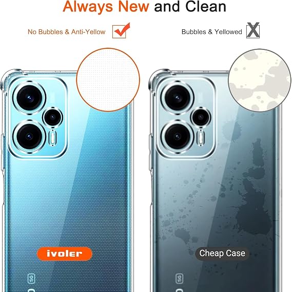 Xiaomi Poco F5 Uyumlu Darbe Önleyici Sararmaya Dayanıklı Airbag Korumalı Ultra Slim TPU Şeffaf Silikon Kılıf (Şeffaf, Xiaomi Poco F5)