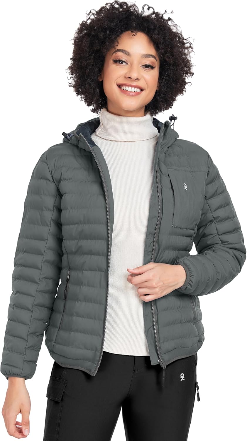 Little Donkey Andy Women's Warm Waterproof Puffer Jacket Hooded Windproof Winter Coat with Recycled Insulation