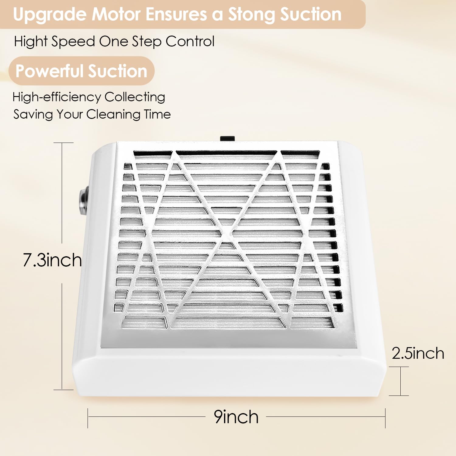 CoFashion Nail Dust Collector for Nails Dust Remove, Nail Acrylic Dust Collector Powerful Nail Duster Collector, One-Button Control Nail Duster Collector Filter White Manicure Vacuum with a Brush image 5