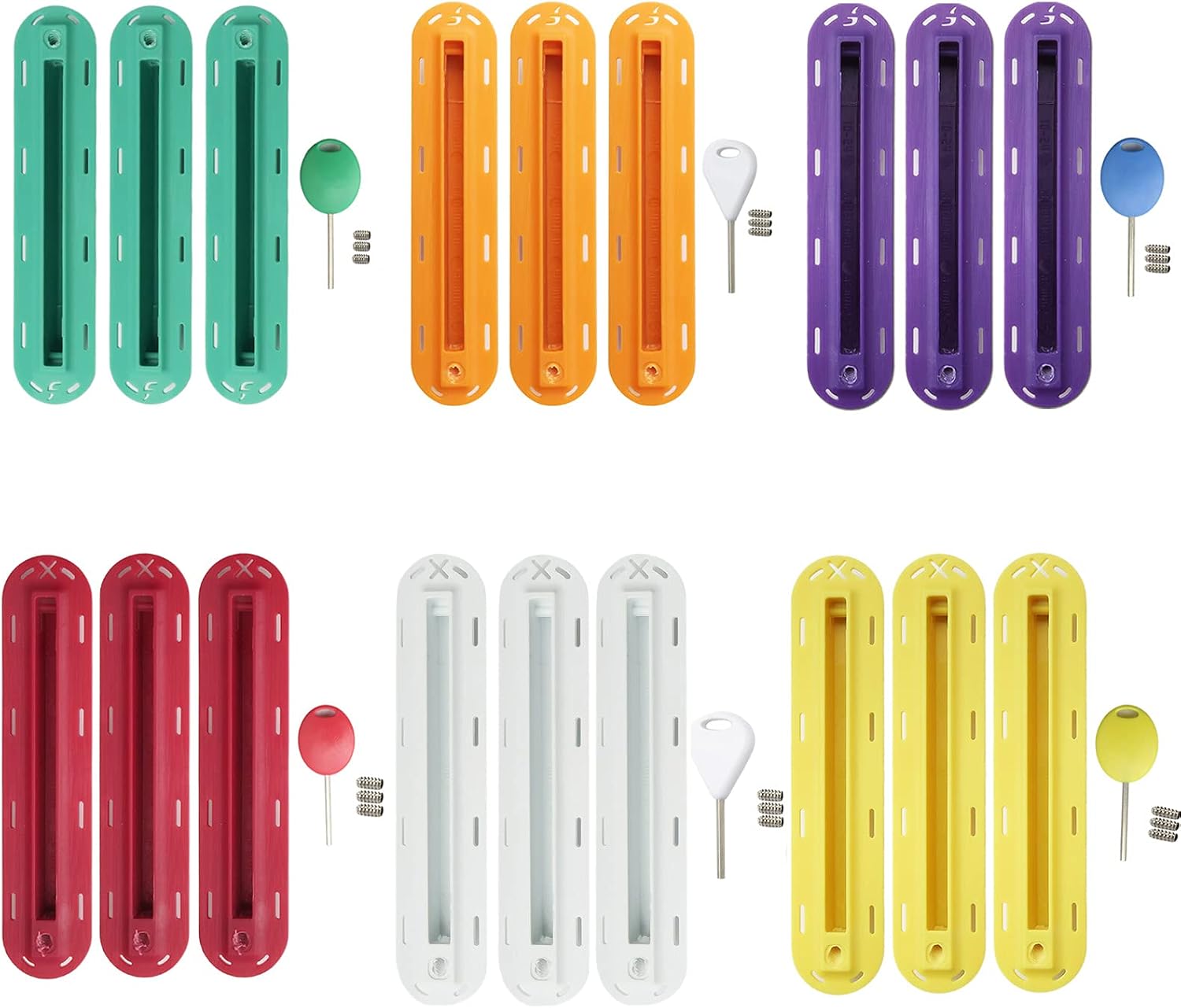 3pcs/Set Single Tri Fins Box, Surfboard Fin Box Set with Screws Key, Surfing SUP Screw Surfboard Surf Fins Plugs Set, Paddle Board Fin Replacement, Multiple Colour