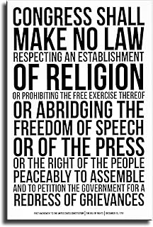 First Amendment US Constitution Bill of Rights Poster Wall Decor Wall Art Printing Picture Canvas Living Room Decor Painting Framed and Unframed. (8x12inch-No Framed)