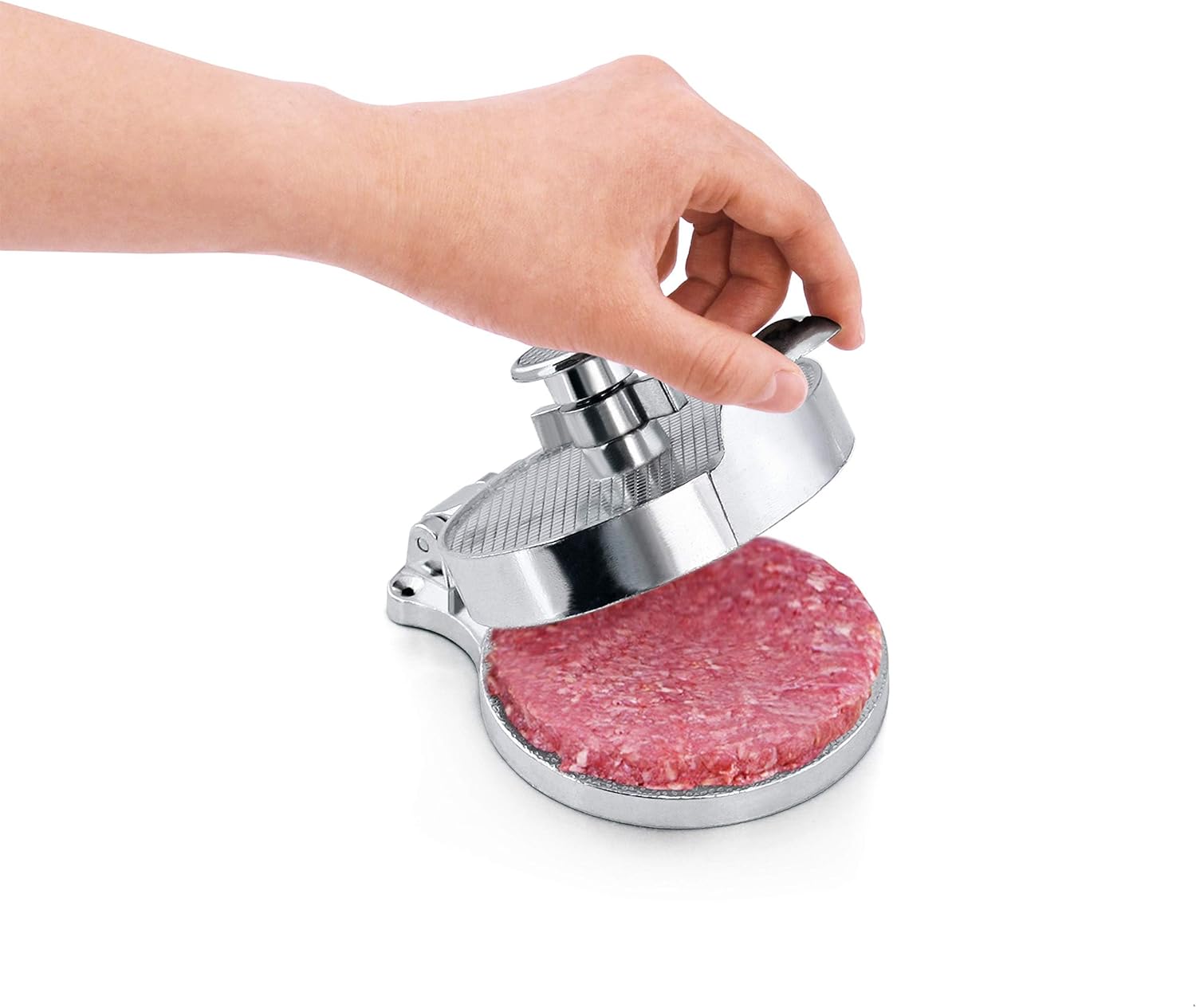 New Star Foodservice 36466 Aluminum Adjustable Hamburger Press, 4-1/2" Diameter, Silver