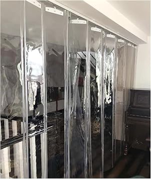 LNNW Strip Door Curtain Folding PVC Strip Curtain, 1.6mm Thick Sliding Door Strips Curtain, Clear Roller Shutter For Outdoor Warehouse Garage for Doorway of Supermarket, Garage, Warehouse3.5X2.2M