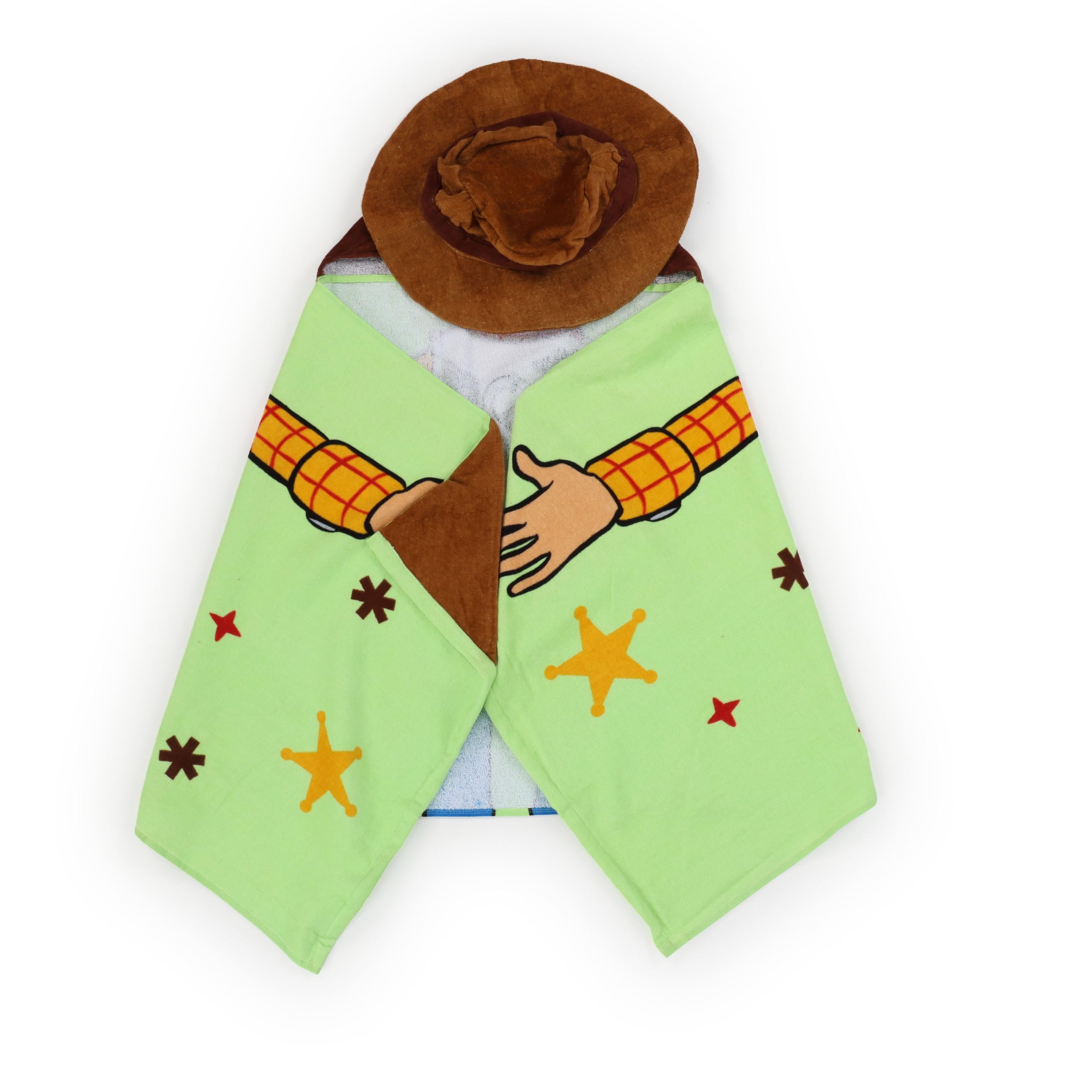 Jay Franco Disney Pixar Toy Story Woody - koc z kapturem 56 × 56 cm dla dzieci, super miękki do łazienki, plaży, basenu i podróży, oficjalnie licencjonowany produkt, zielony